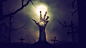 General 3840x2160 night fan art zombies cemetery hands cross