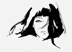 手绘短发女孩高清素材 女人 手绘素材 短发女孩 黑色 免抠png 设计图片 免费下载