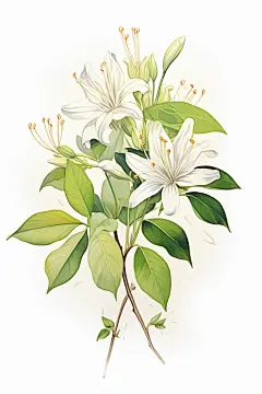 金银花手绘医学插画