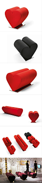 [爱心沙发] 墨西哥家具设计师JOEL ESCALONA为意大利家具厂商Opinion Ciatti设计了一款爱心沙发，一共有三种型号，红与黑两种颜色可选，短的可以当做单人位沙发，长的则可以变成一个睡椅。这款爱心沙发曾参加去年的北京设计周和2012米兰国际家具展。