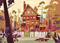 James Gilleard，动画插画师Kleurrijke omgevingen en gestileerd maar会见veel details en diepte