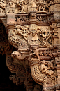 Stone carvings of one of the four gates of Dabhoi (Gujarat), India.