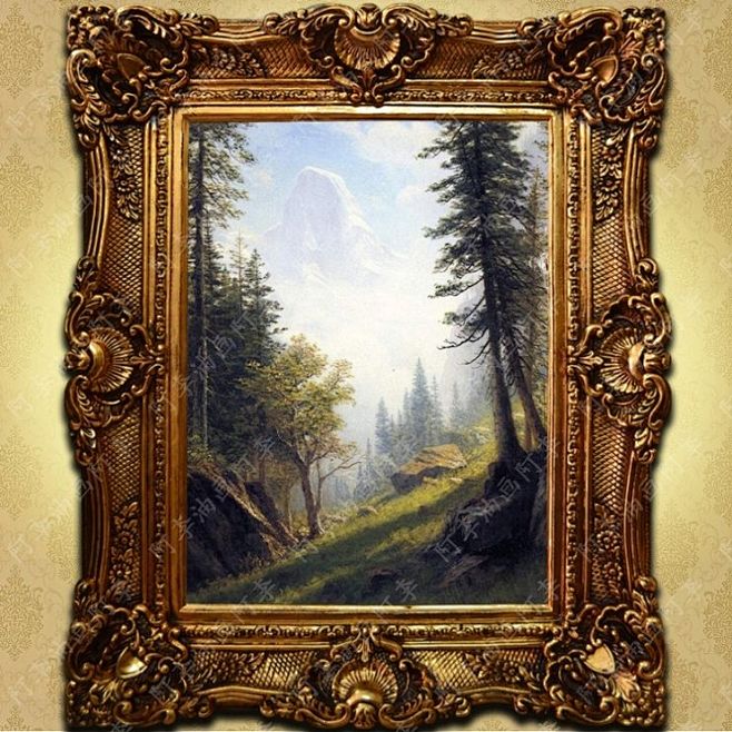 欧式风景油画有框画会所酒店挂画餐厅壁炉客厅装饰画玄关竖82992tmall