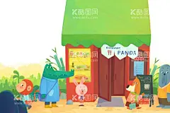 动物餐厅绘本故事  - 源文件下载【酷图网】动物,餐厅,绘本,童话,手绘,育儿,教育,故事
