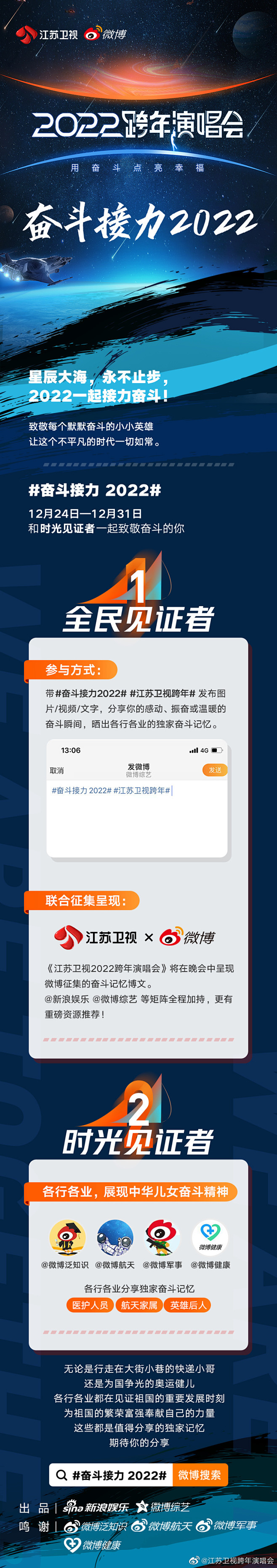2022江苏卫视跨年演唱会 #奋斗接力 ...