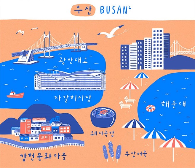世界名胜古迹现代建筑旅游指南插画地图海报