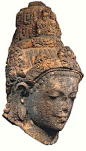 Head of Bodhisattva Avalokiteshvara, Central Java; Volcanic stone, 9th century