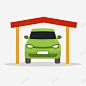 绿色小轿车车库高清素材 平面电商 创意素材 png素材