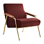 London Arm Chair (Brass, Velvet, Red Wine) - Armchairs - Living Room - FURNITURE