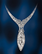 CANOE Canadian diamond necklace by Reena Ahluwalia. Necklace is inspired by the poetic image of a magical Canadian landscape and its pristine white winters. 28.96 carats Canadian diamonds. 18K white gold. International winner - Canadian Diamonds Master C