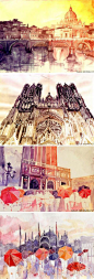 欧洲  Fine Art Architectural Painting, Artist Study Resources for Art Students, CAPI ::: Create Art Portfolio Ideas at milliande.com , Inspiration for Art School Portfolio Work, How to Paint Buildings and Architecture: Art Portfolio, Art Student, Watercolor
