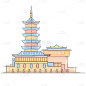 中国地标建筑-扁平风-鸡鸣寺