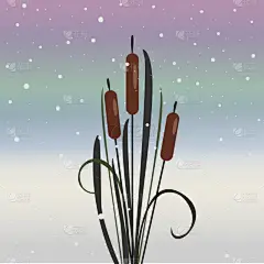 floral reed pattern on cute snowy background or
