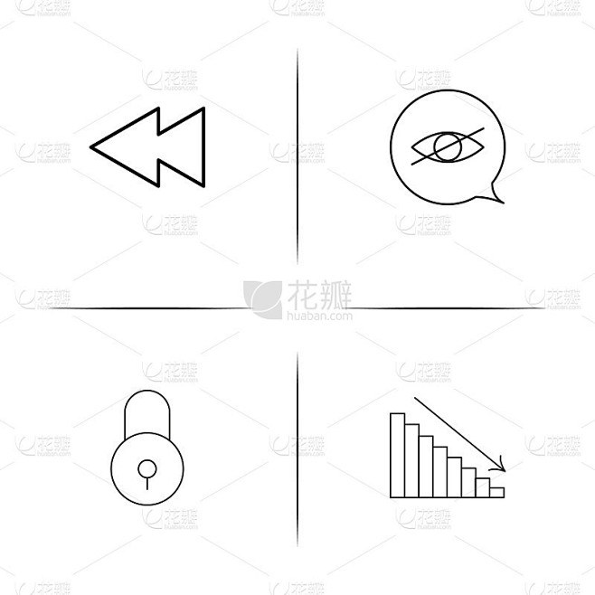 网页和文本简单的线性图标集。简单的轮廓图...