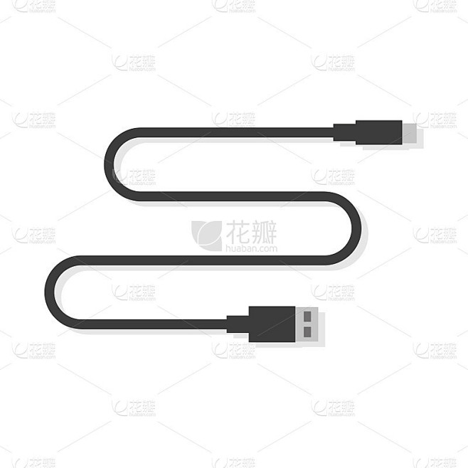 电缆usb图标矢量插图