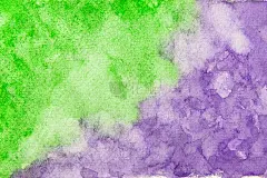 手绘绿色和紫色水彩背景。