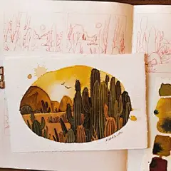 仙人掌/水彩植物插画/手绘原稿/ins人气画师德国Iraville作品集