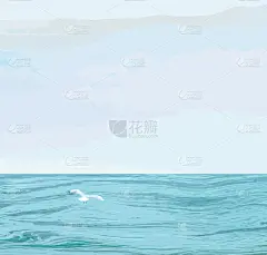 海景，海面波涛汹涌，天空多云，海鸥飞翔