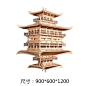 镜像金阁寺凤凰堂吊灯木艺雕刻仿古建筑房子宫殿造型软装橱窗吊饰-淘宝网