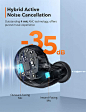 True 无线耳塞主动降噪，TaoTronics SounderLiberty 94 ANC 蓝牙 5.1 耳塞带 4 个麦克风 USB-C 充电外壳触摸控制 32H 播放时间深低音蓝牙耳机适用于运动-小家电-亚马逊中国