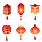 卡通手绘红色节日喜庆灯笼套图PNG插画素材中秋节
