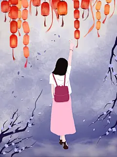 灯笼 中国风 背影 
