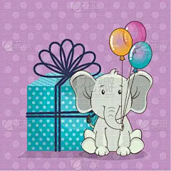 可爱的,象,幸福,生日卡,请柬,周年纪念,传统节日,问候,爱