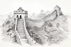 水墨长城绘画图片