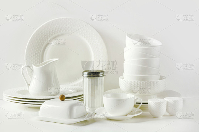 留白,白色,碗,静物,背景,餐具,组物体...