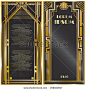 Vector illustration of frames, invitation cards templates in art deco style, rich golden color