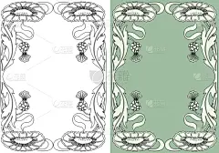 华丽的,新艺术主义,边框,花纹,轮廓,贺卡,高雅,叶子,矢量,复古