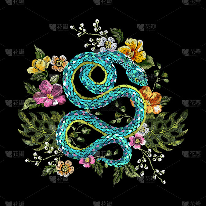 花纹,蛇,刺绣,东方人,玫瑰,华丽的,纺...
