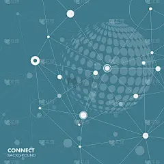 向量世界地球仪，连接概念设计插图