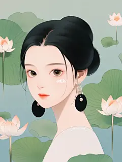 古典美人温婉气质｜极简主义扁平风人物插画