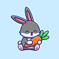 小兔子，胡萝卜，卡通矢量图插画矢量图素材