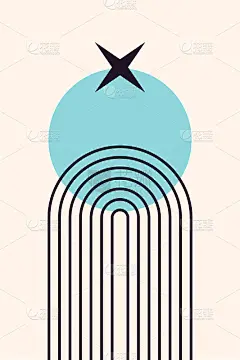 波西米亚图形彩虹拱门苗圃海报模板