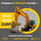 an advertisement for a construction company with a yellow bulldozer in the middle and words underneath it