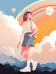 插画：看向天空，看向远方 - 小红书