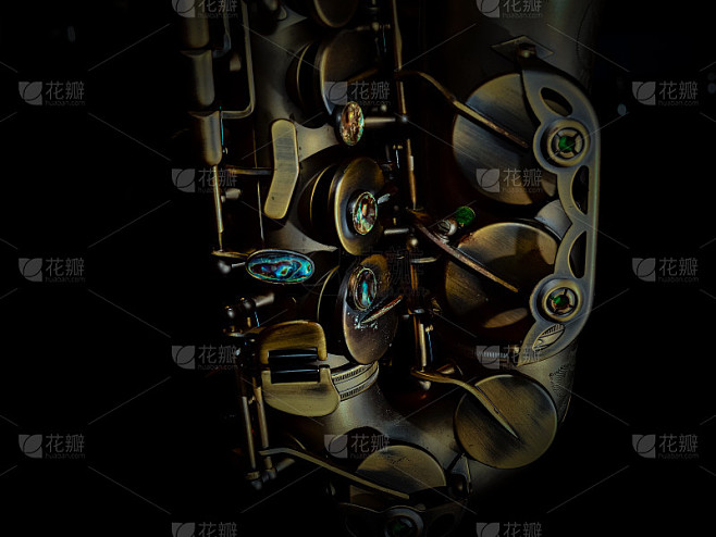 中音萨克斯管特写片段，选择性聚焦背景。