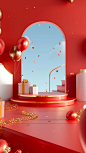 ls7623_A_red_circular_podium_with_gold_edges_surrounded_by_ball_87dccac9-4614-40f9-bbb5-5cf80310bf9d