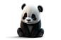 Cute baby panda cub sitting, 3D illustration on isolated background