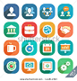 Office and business Flat icons for Web and Mobile Applications. - stock vector