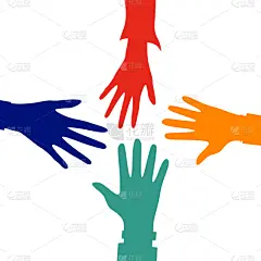 概念,矢量,手,绘画插图,四个物体,扁平化设计,色彩鲜艳,背景分离,利他主义