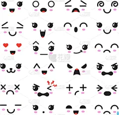 可爱的,可爱,日本漫画风格,拟人,动物眼睛,动物嘴,非凡的,图像,性格,表情符号