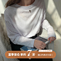 花总自制 纯棉简约t恤女2020年春季新款百搭宽松圆领打底衫上衣女-淘宝网