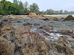 海岸素材 海边岩石地理环境照片 背景插画设计 游戏场景概念-淘宝网