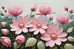 植物图案花卉油画肌理装饰插画