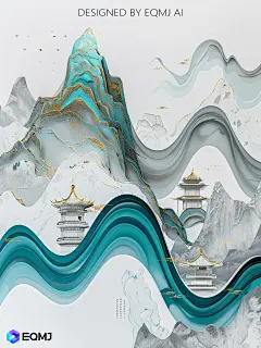 大美国风丨EQMJ AI绘制新中式流体油画山水_9_EQMJ官方代言人_来自小红书网页版