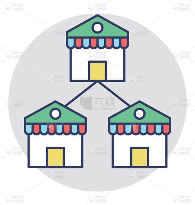 连锁商店的平面设计图标