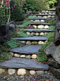 You can even create a  beautiful out doors staircase out side with natural materials hanging around!: 